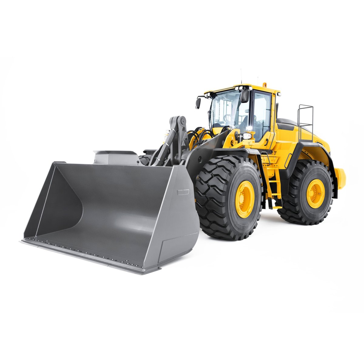 Wheel Loader Isolated on White. Yellow Front Loader